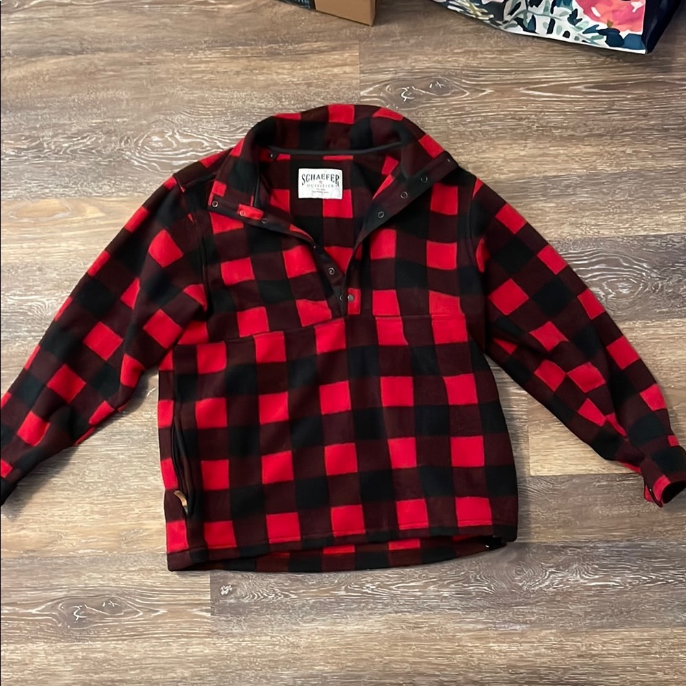 Schaefer Outfitter Wool Red and Black Plaid Pullover